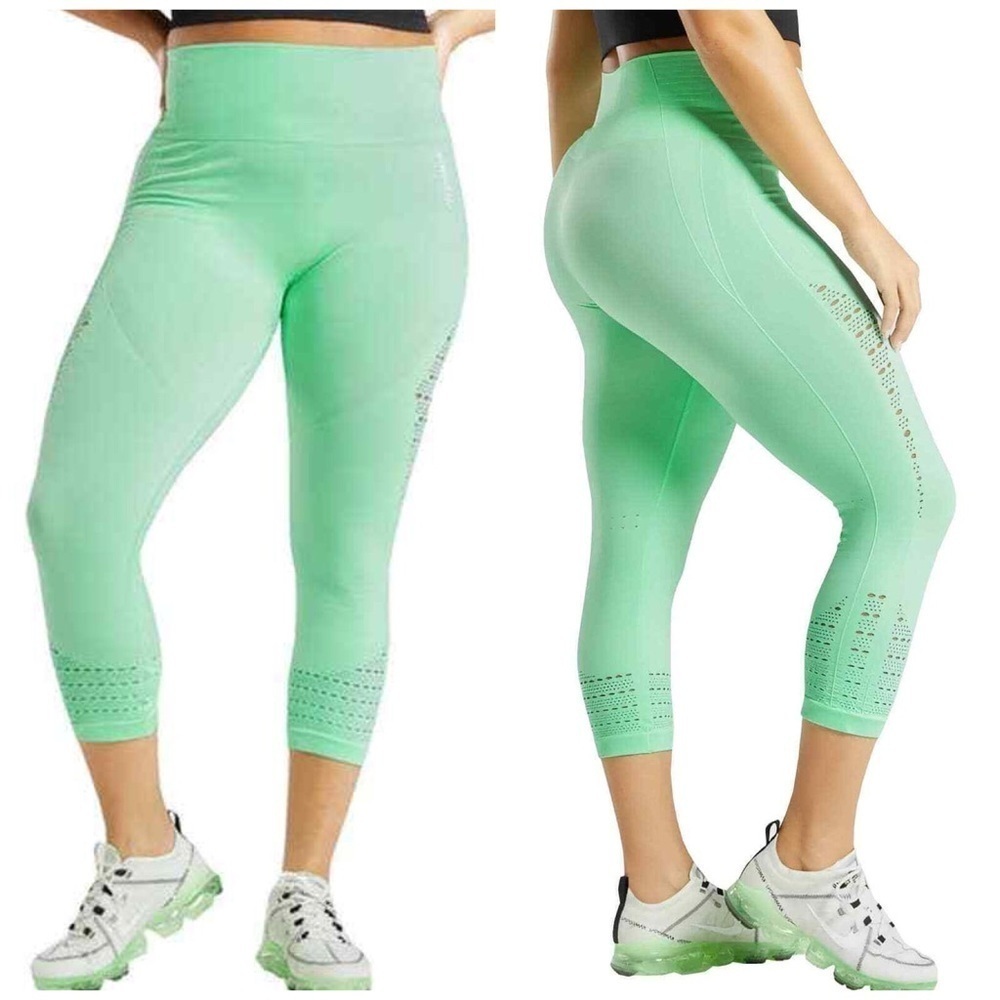 GYMSHARK Energy Seamless High Waist Perforated Crop Leggings S